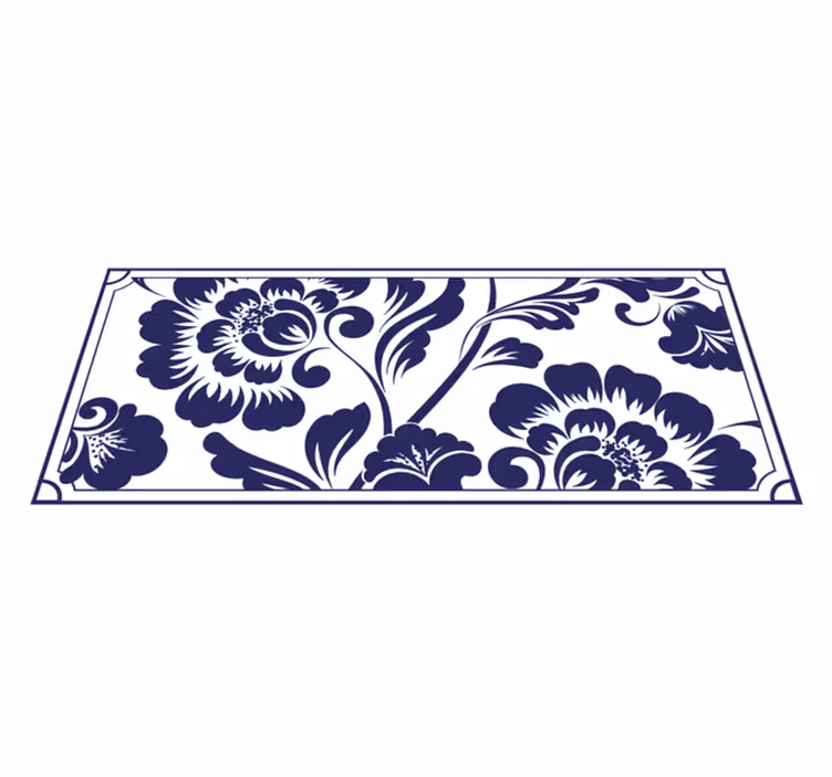 Alfombra vinílica vintage flores en blanco y negro - TenVinilo