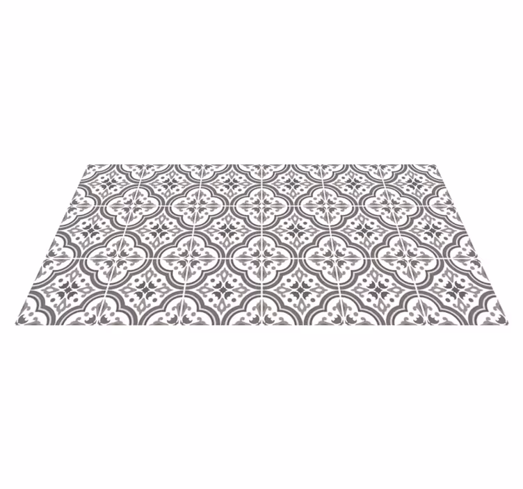 Alfombra hidráulica vinílica gris floral - TenVinilo