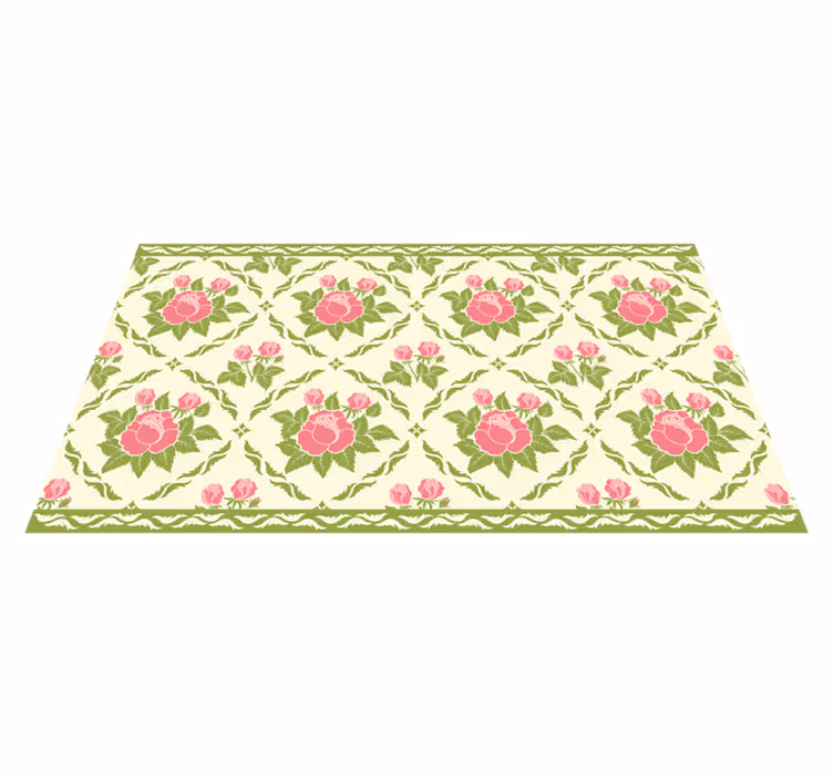 Alfombra vinílica flores patrón floral de rosas - TenVinilo