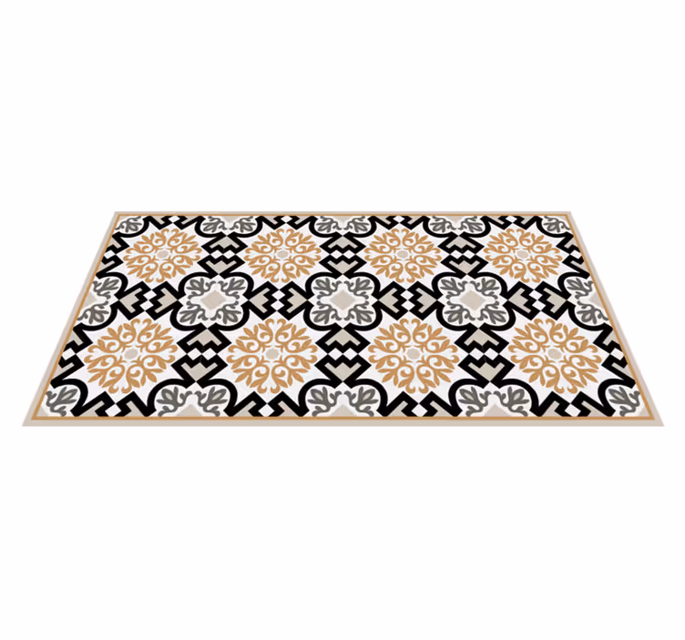 Alfombras de vinilo de azulejos Copo de nieve negro con borde - TenVinilo