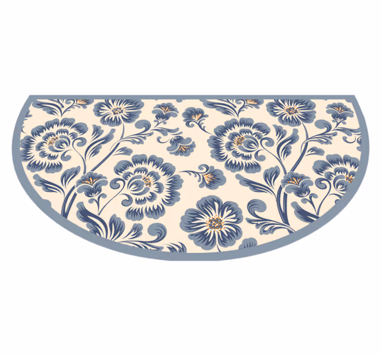 Alfombra vinilo cocina Flores elegantes azules - TenVinilo