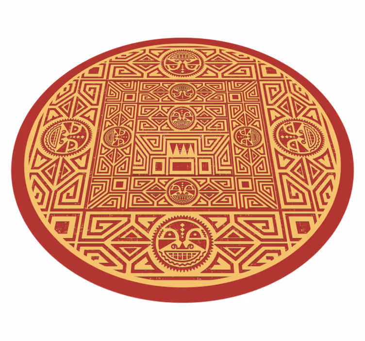 Alfombra de vinilo étnicaredonda étnica roja - TenVinilo
