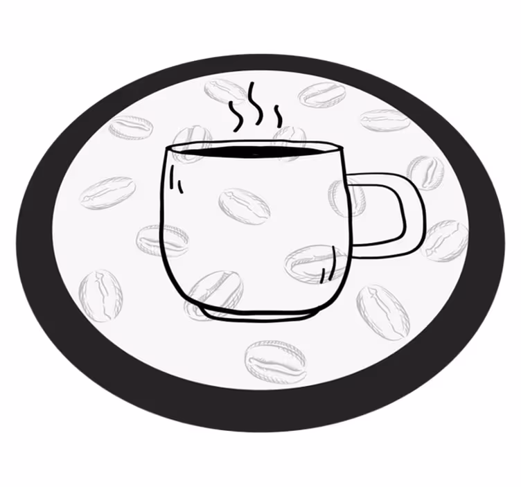 Alfombra vinílica cocina ilustración de taza de café - TenVinilo