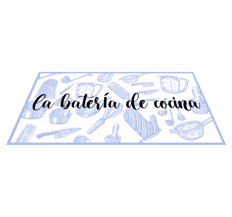 Alfombra vinílica frase batería de cocina - TenVinilo