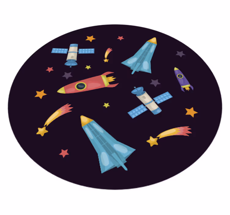 Alfombra vinílica infantil exploración de naves espaciales - TenVinilo