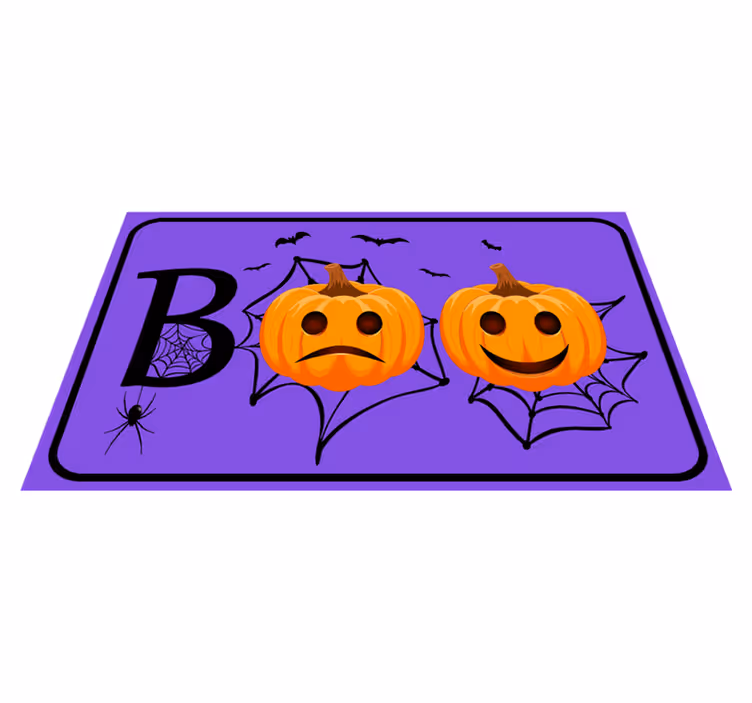Alfombra vinílica Halloween abucheo de telaraña de calabaza - TenVinilo