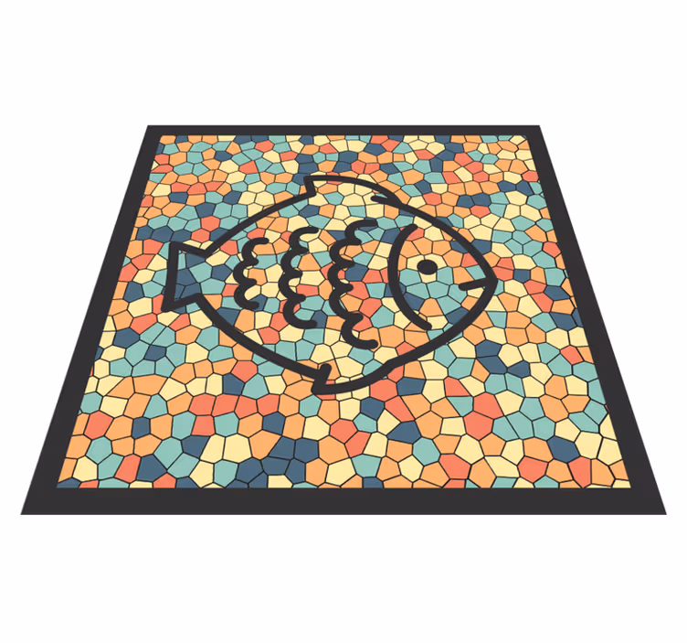 Alfombra vinílica mosaico diseño de peces - TenVinilo