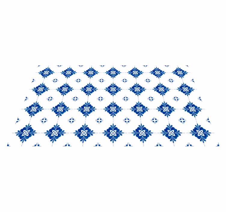 Alfombra vinílica hidráulica motivo floral azul - TenVinilo