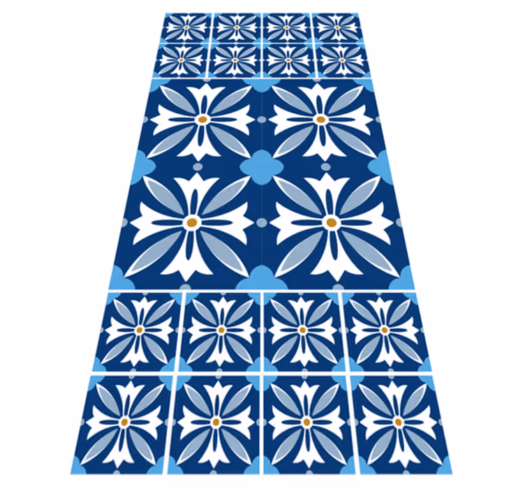 Alfombra vinílica hidráulica patrón floral de cerámica - TenVinilo