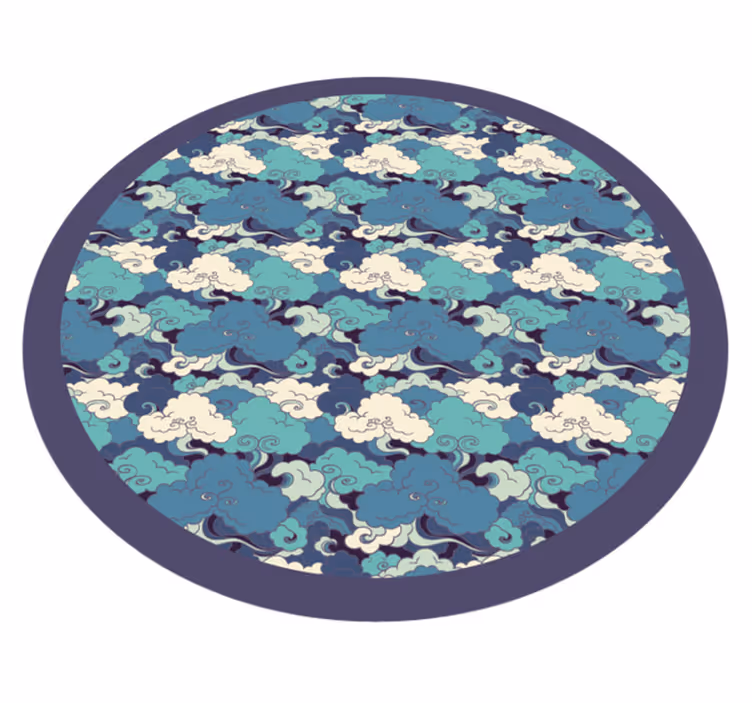 Alfombra vinílica vintage Olas japonesas y nubes - TenVinilo