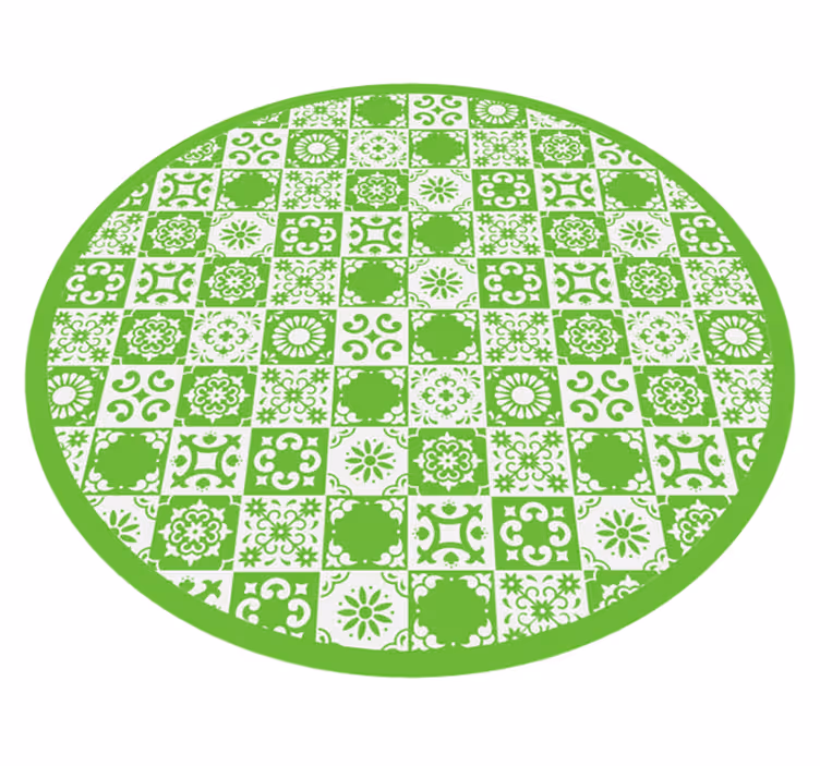 Alfombras vinílica hidráulica verde y blanca - TenVinilo