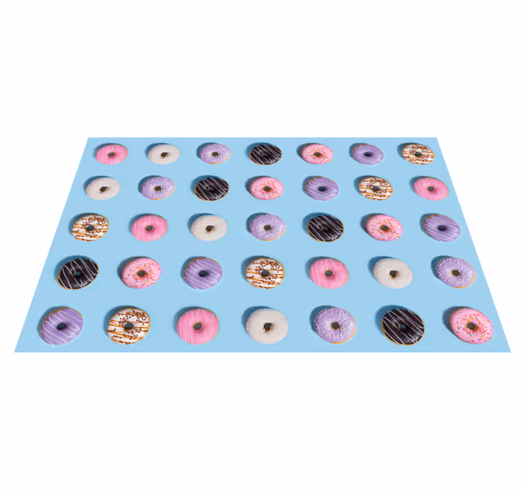 Alfombra vinilo cocina azul patrón donuts - TenVinilo