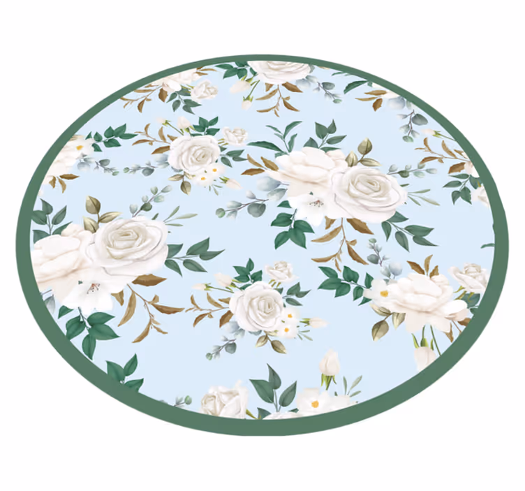 Alfombra vinílica flores composición circular floral - TenVinilo
