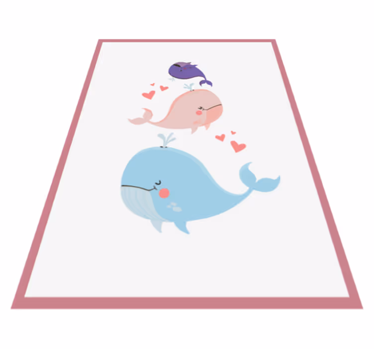 Alfombra vinílica bebé ilustración caprichosa de ballenas - TenVinilo