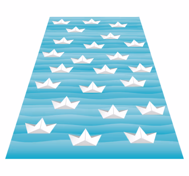 Alfombra vinílica de estrellas barcos de papel a rayas - TenVinilo