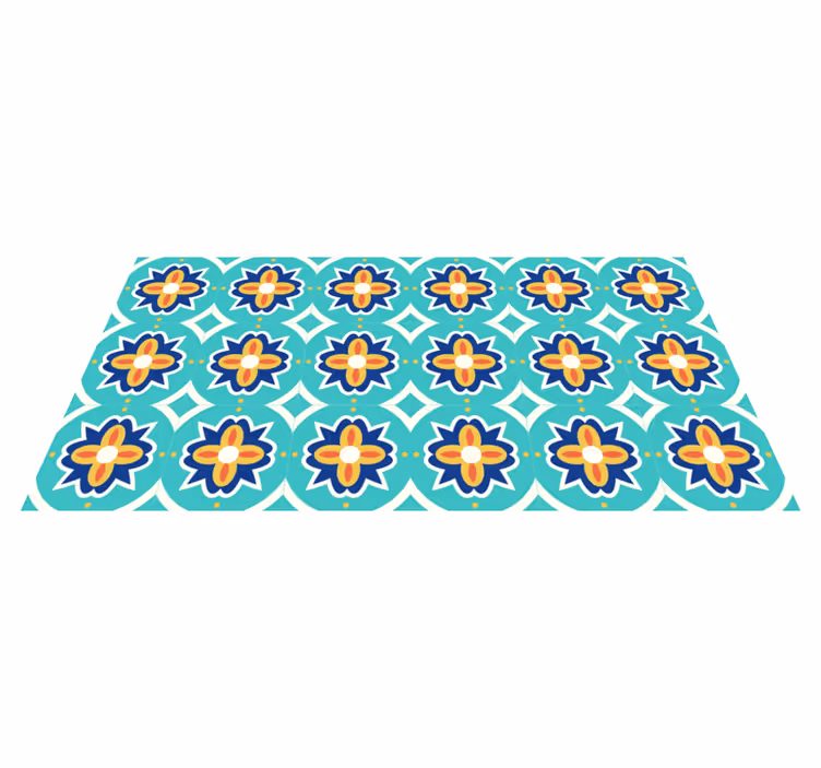 Alfombra vinílica hidráulica patrón de mosaico floral - TenVinilo