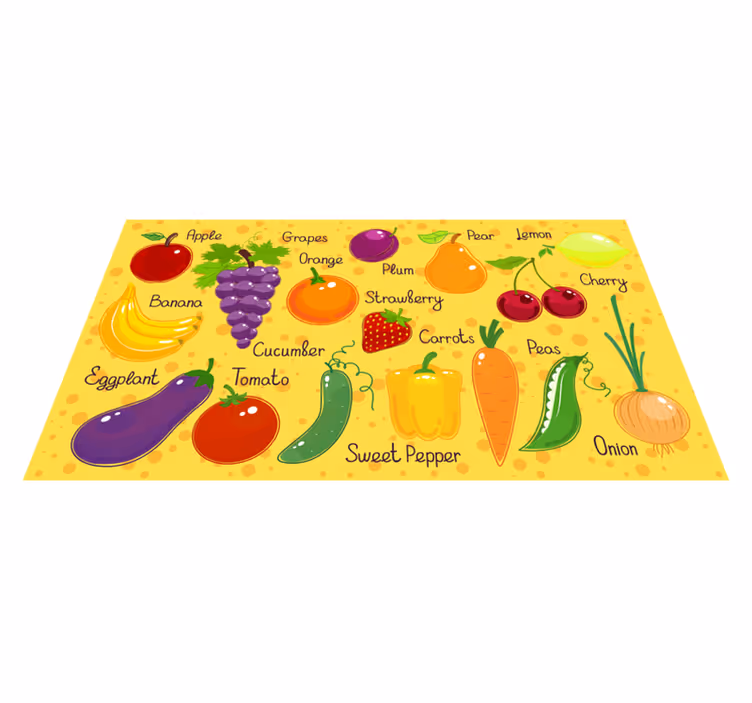 Alfombra vinílica cocina verduras de frutas coloridas - TenVinilo