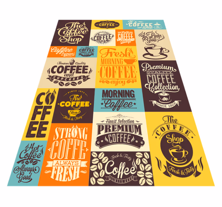 Alfombra vinílica frase colección de tipografía de café - TenVinilo