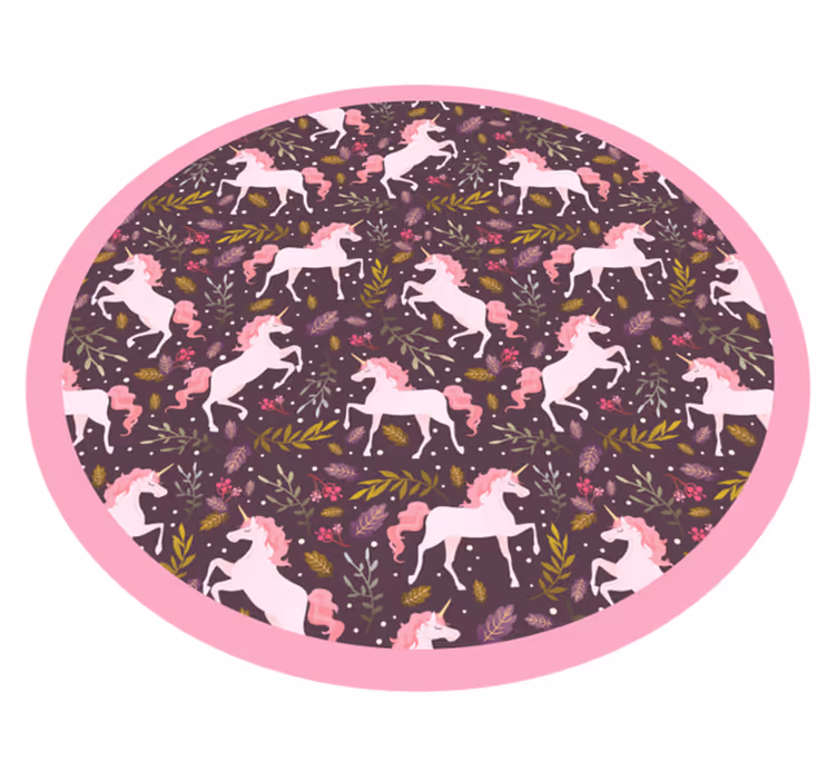Aflombra vinílica animales círculo de patrón de unicornio - TenVinilo