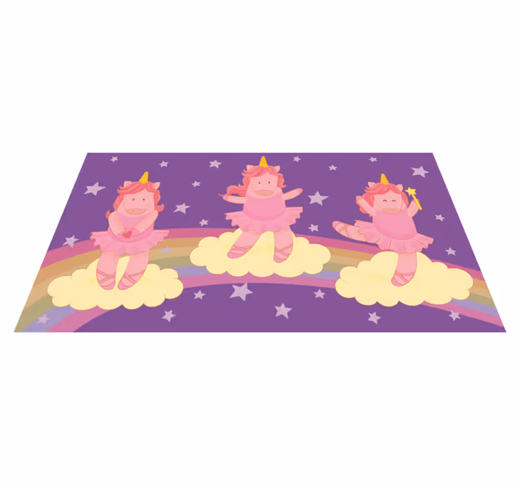 Alfombra vinílica infantil baile de fantasía de unicornio - TenVinilo