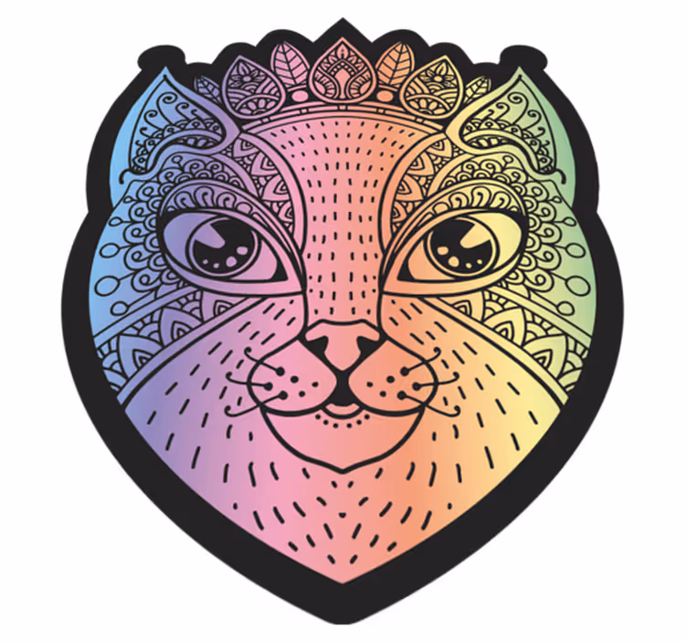 Aflombra vinílica animales ilustración de gato mandala - TenVinilo