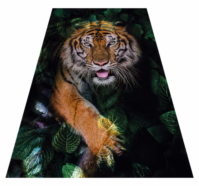 Alfombra vinílica animales tigre en la selva - TenVinilo