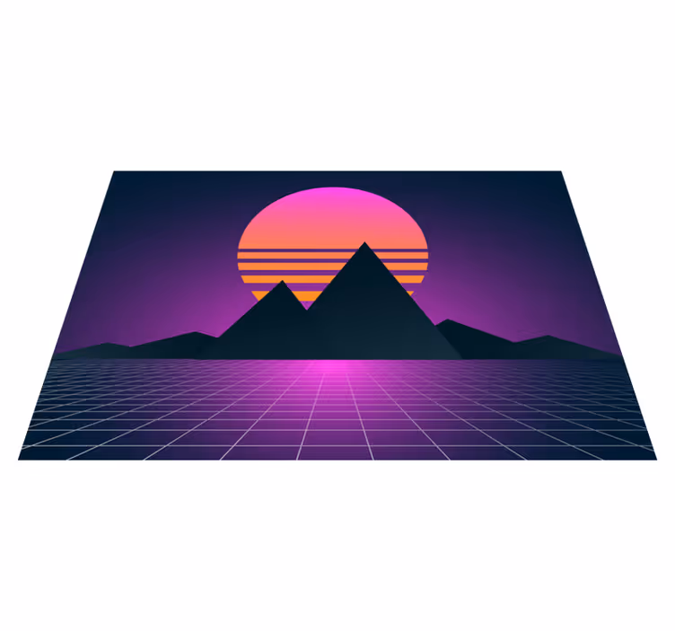 Alfombra vinílica vintage geometría retro del atardecer - TenVinilo