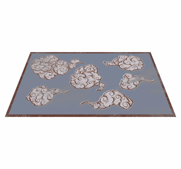 Alfombra vinílica dormitorio motivos de nubes adornadas - TenVinilo