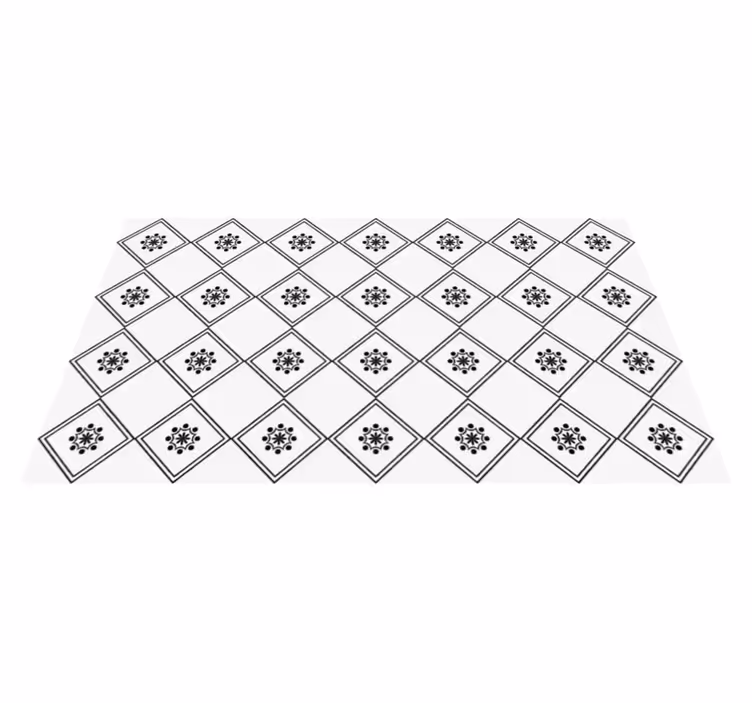 Alfombra vinílica hidráulica patrón de mosaico monocromo - TenVinilo