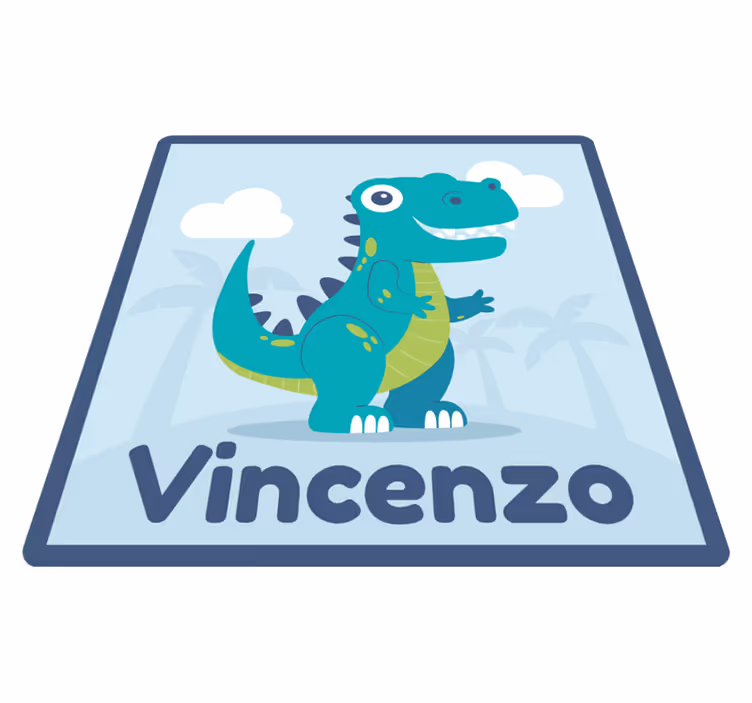 Alfombra vinílica de T-Rex con nombre  - TenVinilo