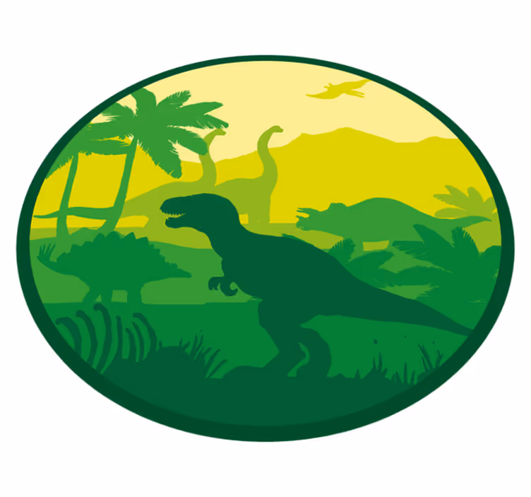 Alfombra vinilo redonda silueta de dinosaurio - TenVinilo