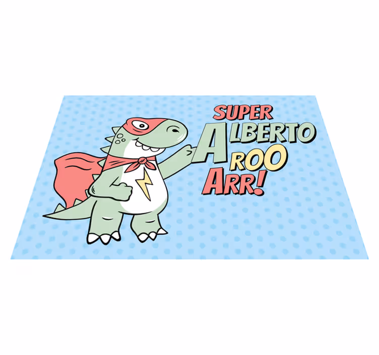 Alfombra vinílica infantil dinosaurio superhéroe - TenVinilo