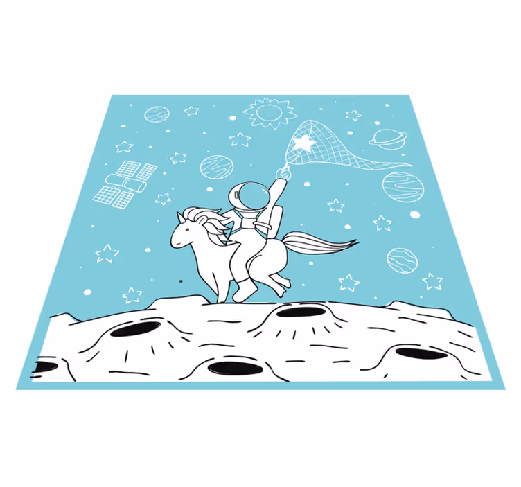 Aflombra vinílica animales Astronauta montando unicornio - TenVinilo