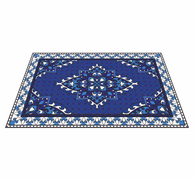 Alfombra vinilo étnica azul diseño antiguo - TenVinilo