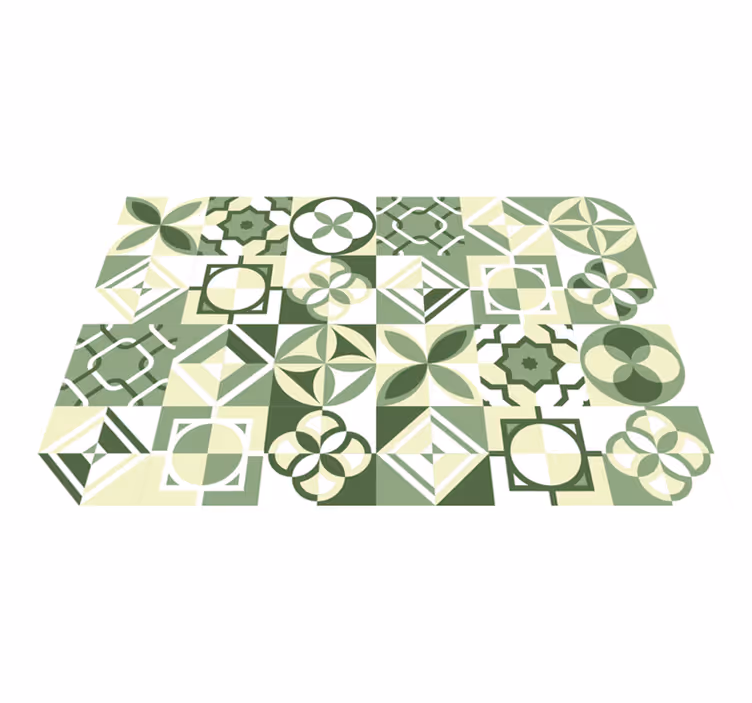 Alfombra hidráulica vinílica patrón verde - TenVinilo