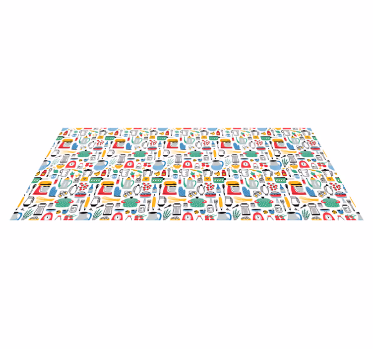 Alfombra vinilo cocina Patrón de cocina multicolor - TenVinilo