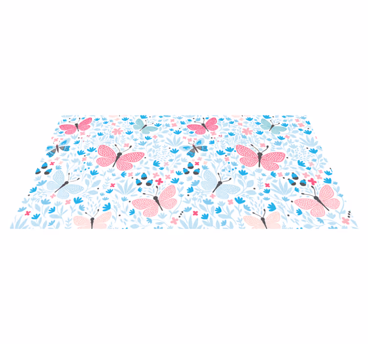 Alfombra vinílica flores mariposa floral - TenVinilo