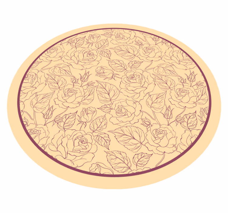 Alfombra vinílica flores patrón de rosa redondo - TenVinilo