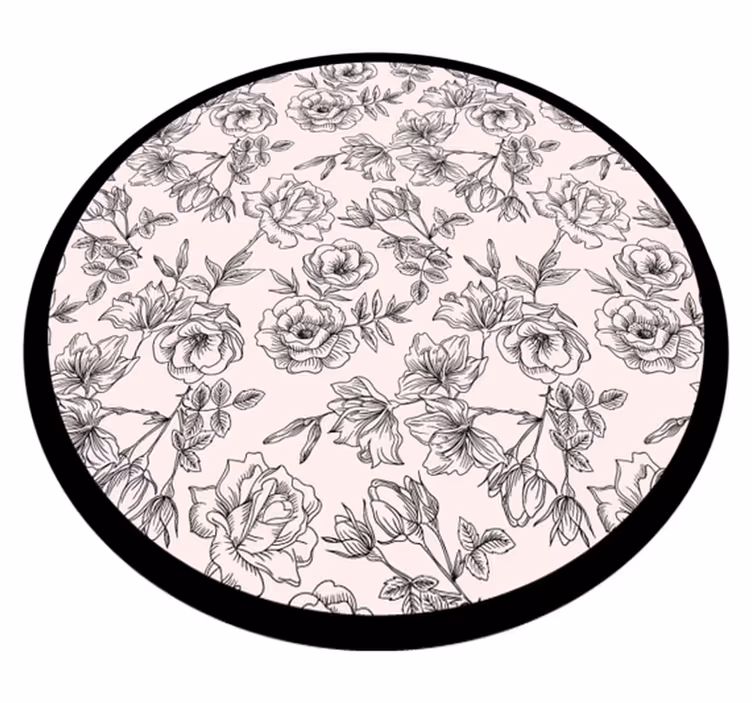 Alfombra vinílica despacho Floral blanco y negro - TenVinilo