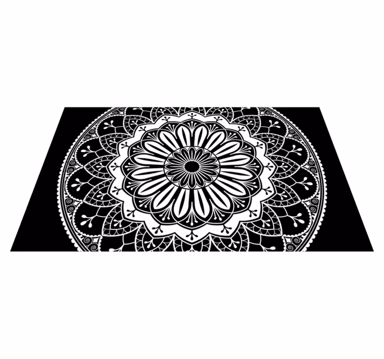 Alfombra vinílica mandala En blanco y negro - TenVinilo