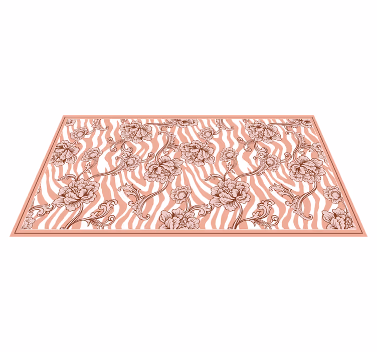 Alfombra vinílica Estampado de cebra y flores - TenVinilo