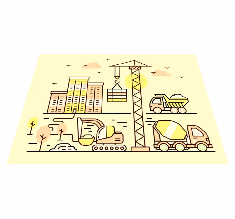 Alfombra vinilo infantil camiones construcción - TenVinilo