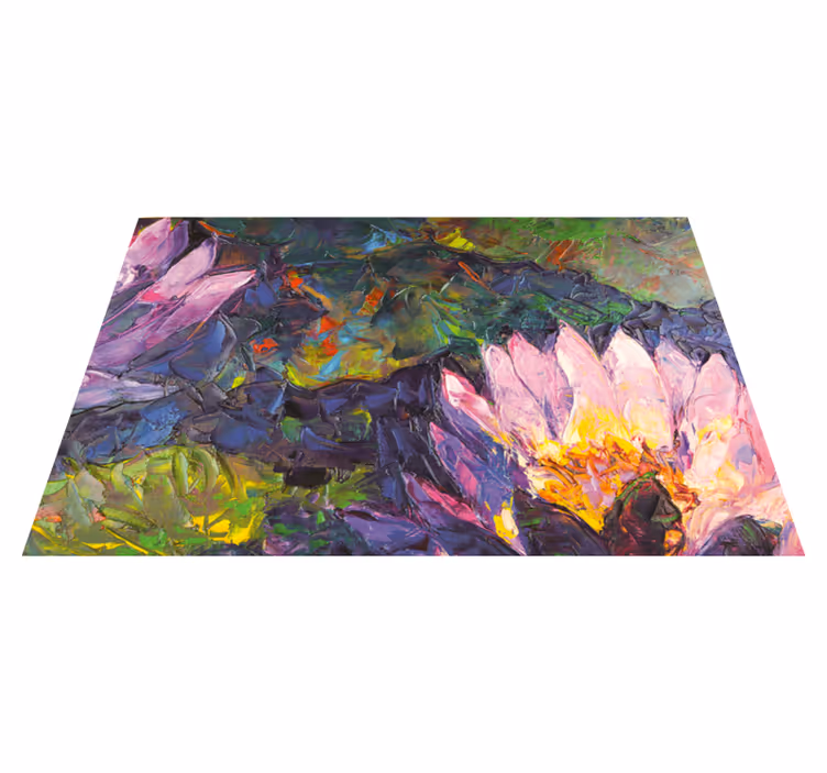 Alfombra vinílica rectangular flores de loto - TenVinilo