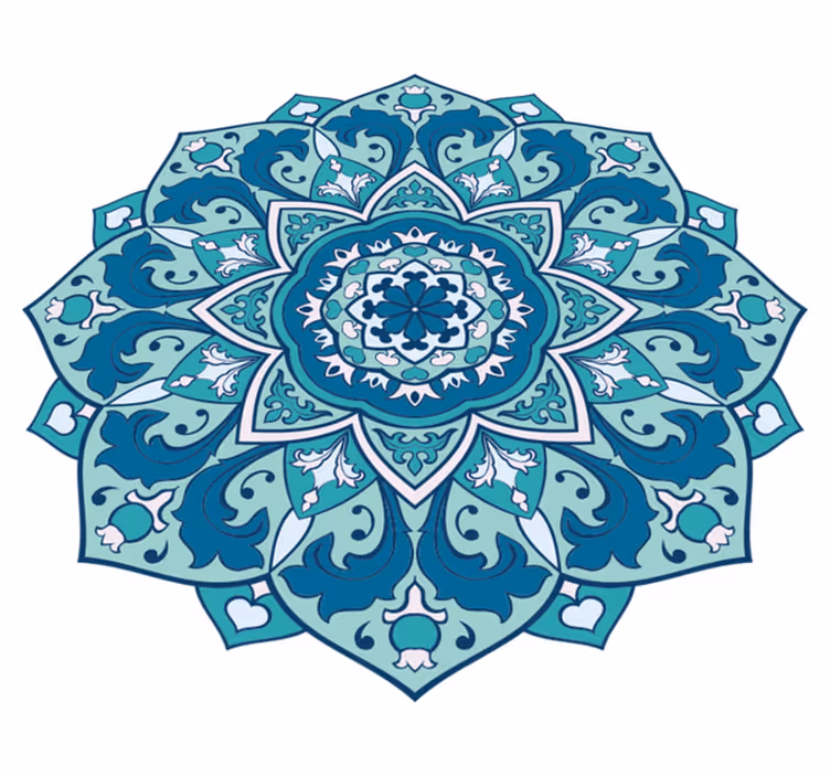 Alfombra vinílica mandala patrón elegante azul - TenVinilo