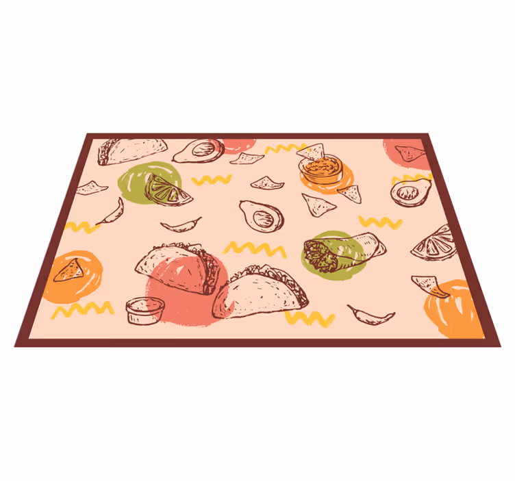 Alfombra vinílica cocina bocetos culinarios - TenVinilo