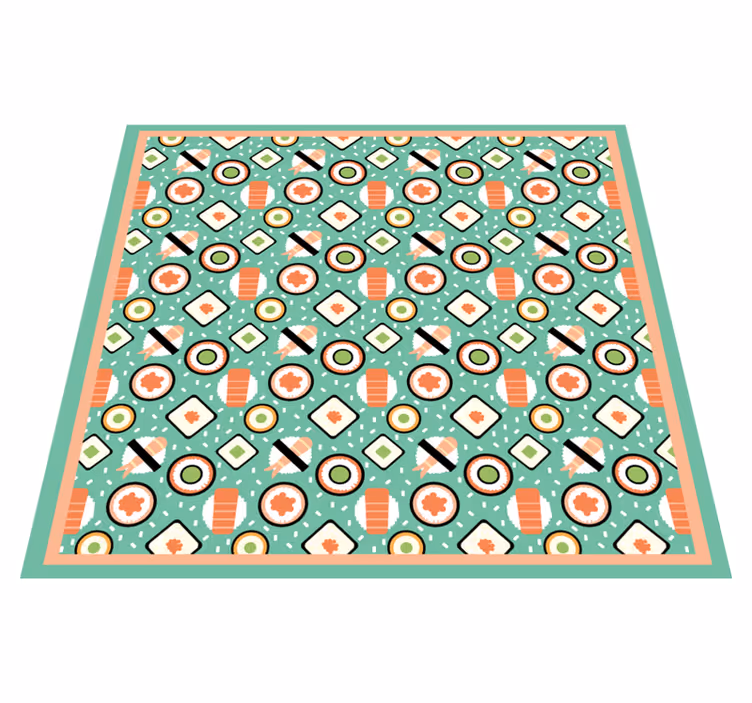 Alfombra vinílica cocina patrones inspirados en el sushi - TenVinilo