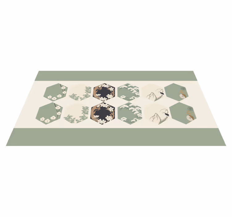 Alfombra vinílica flores hexágonos florales - TenVinilo