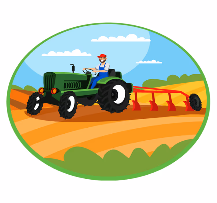 Alfombra de vinilo infantil Tractor arado - TenVinilo