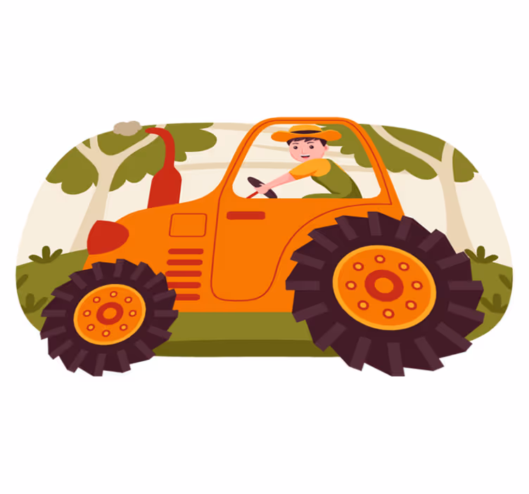 Alfombra de vinilo infantil Tractor naranja liso - TenVinilo