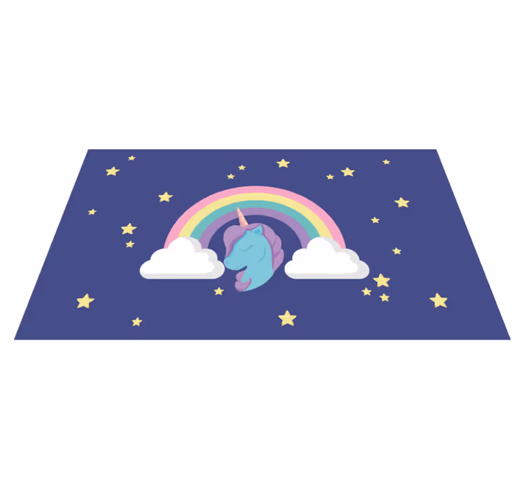 Alfombra vinílica infantil gráfico de unicornio arcoiris - TenVinilo